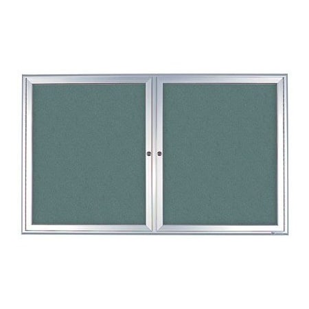 Double Door Enclosed Radius EZ Tack Board,42x32,Black/Blue